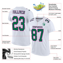 Load image into Gallery viewer, Custom White Kelly Green-Hot Pink Mesh Authentic Football Jersey
