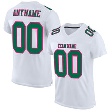 Load image into Gallery viewer, Custom White Kelly Green-Hot Pink Mesh Authentic Football Jersey