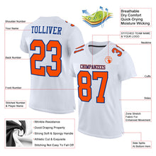 Load image into Gallery viewer, Custom White Orange-Royal Mesh Authentic Football Jersey