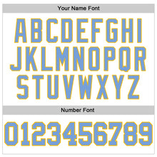 Load image into Gallery viewer, Custom White Light Blue-Gold Authentic Throwback Basketball Jersey