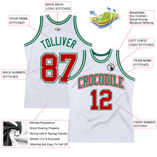 Load image into Gallery viewer, Custom White Red-Kelly Green Authentic Throwback Basketball Jersey
