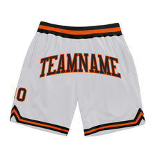 Load image into Gallery viewer, Custom White Black-Orange Authentic Throwback Basketball Shorts