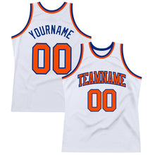 Load image into Gallery viewer, Custom White Orange-Royal Authentic Throwback Basketball Jersey