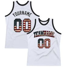 Load image into Gallery viewer, Custom White Vintage USA Flag-Black Authentic Throwback Basketball Jersey