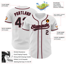 Load image into Gallery viewer, Custom White Black-Crimson Authentic Baseball Jersey