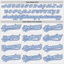 Load image into Gallery viewer, Custom White Light Blue Pinstripe Light Blue-Navy Authentic Baseball Jersey