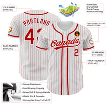 Load image into Gallery viewer, Custom White Red Pinstripe Red Authentic Baseball Jersey