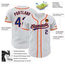 Load image into Gallery viewer, Custom White Royal Pinstripe Royal-Orange Authentic Baseball Jersey
