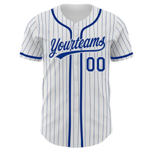Load image into Gallery viewer, Custom White Royal Pinstripe Royal Authentic Baseball Jersey