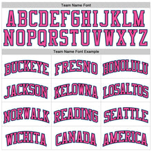 Load image into Gallery viewer, Custom White Black Pinstripe Light Blue-Pink Authentic Basketball Jersey