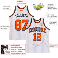 Load image into Gallery viewer, Custom White Orange Pinstripe Orange-Black Authentic Basketball Jersey