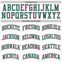 Load image into Gallery viewer, Custom White Kelly Green Pinstripe Kelly Green-Pink Authentic Basketball Jersey