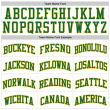 Load image into Gallery viewer, Custom White Kelly Green Pinstripe Kelly Green-Gold Authentic Basketball Jersey