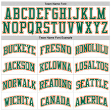 Load image into Gallery viewer, Custom White Kelly Green Pinstripe Kelly Green-Orange Authentic Basketball Jersey