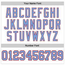 Load image into Gallery viewer, Custom White Light Blue Pinstripe Light Blue-Red Authentic Basketball Jersey