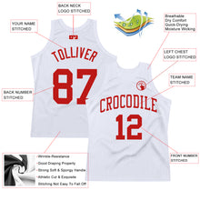 Load image into Gallery viewer, Custom White Scarlet Authentic Throwback Basketball Jersey