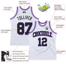 Load image into Gallery viewer, Custom White Black-Purple Authentic Throwback Basketball Jersey