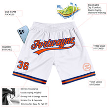 Load image into Gallery viewer, Custom White Orange-Royal Authentic Throwback Basketball Shorts