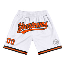 Load image into Gallery viewer, Custom White Orange-Black Authentic Throwback Basketball Shorts