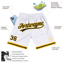 Load image into Gallery viewer, Custom White Black-Gold Authentic Throwback Basketball Shorts