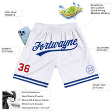 Load image into Gallery viewer, Custom White Red-Royal Authentic Throwback Basketball Shorts