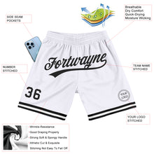 Load image into Gallery viewer, Custom White Black Authentic Throwback Basketball Shorts
