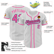 Load image into Gallery viewer, Custom White Black Pinstripe Pink-Light Blue Authentic Baseball Jersey