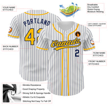 Load image into Gallery viewer, Custom White Navy Pinstripe Gold Authentic Baseball Jersey