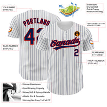 Load image into Gallery viewer, Custom White Navy Pinstripe Navy-Red Authentic Baseball Jersey