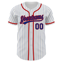 Load image into Gallery viewer, Custom White Royal Pinstripe Royal-Red Authentic Baseball Jersey