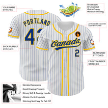 Load image into Gallery viewer, Custom White Royal Pinstripe Royal-Yellow Authentic Baseball Jersey