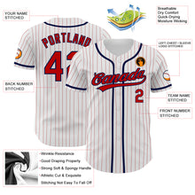 Load image into Gallery viewer, Custom White Red Pinstripe Red-Navy Authentic Baseball Jersey
