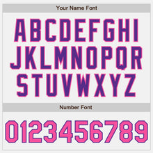 Load image into Gallery viewer, Custom White Purple Pinstripe Pink Authentic Baseball Jersey