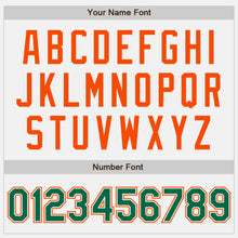 Load image into Gallery viewer, Custom White Kelly Green Pinstripe Kelly Green-Orange Authentic Baseball Jersey