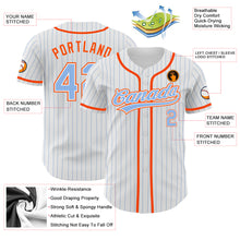 Load image into Gallery viewer, Custom White Light Blue Pinstripe Light Blue-Orange Authentic Baseball Jersey