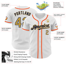 Load image into Gallery viewer, Custom White Old Gold Navy-Orange Authentic Baseball Jersey