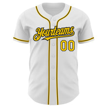 Load image into Gallery viewer, Custom White Yellow-Black Authentic Baseball Jersey
