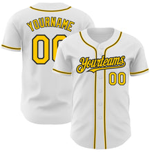 Load image into Gallery viewer, Custom White Yellow-Black Authentic Baseball Jersey