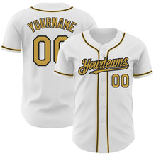 Load image into Gallery viewer, Custom White Old Gold-Black Authentic Baseball Jersey