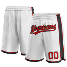 Load image into Gallery viewer, Custom White Red-Black Authentic Basketball Shorts
