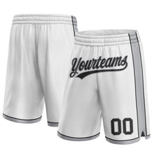 Load image into Gallery viewer, Custom White Black-Gray Authentic Basketball Shorts