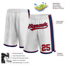 Load image into Gallery viewer, Custom White Red-Navy Authentic Basketball Shorts