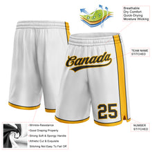 Load image into Gallery viewer, Custom White Black-Gold Authentic Basketball Shorts