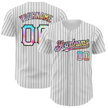 Load image into Gallery viewer, Custom White Black Pinstripe Tie Dye Authentic Baseball Jersey