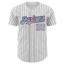 Load image into Gallery viewer, Custom White Black Pinstripe Tie Dye Authentic Baseball Jersey