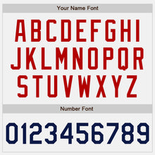 Load image into Gallery viewer, Custom White Navy Pinstripe Red Authentic Baseball Jersey