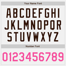 Load image into Gallery viewer, Custom White Brown Pinstripe Pink Authentic Baseball Jersey