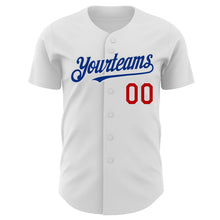 Load image into Gallery viewer, Custom White Red-Royal Authentic Baseball Jersey