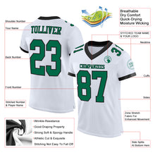 Load image into Gallery viewer, Custom White Kelly Green-Black Mesh Authentic Football Jersey