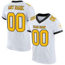 Load image into Gallery viewer, Custom White Gold-Black Mesh Authentic Football Jersey